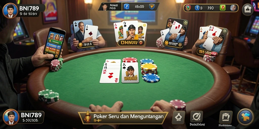 Tampilan gameplay Poker yang seru dan mengasyikkan di BNI789.
