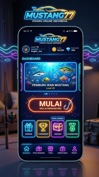 Tampilan aplikasi mustang77 yang mudah digunakan.